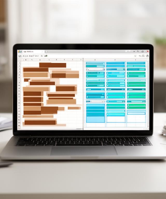 Chaotic spreadsheet on a laptop beside a tidy HeidiSQL data grid in a bright office